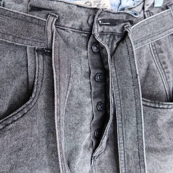 FP We The Free Belted Denim Skirt Grey Black Mini Raw Hem Boho Women's Size 27 - Picture 4 of 6